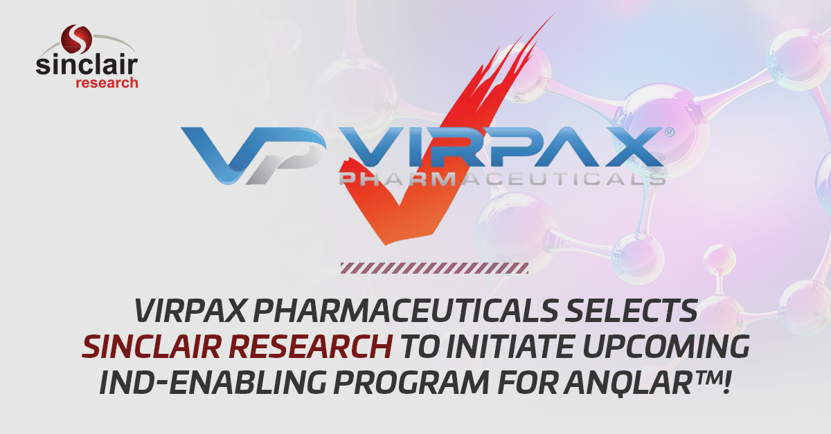 Virpax Pharmaceuticals selects Sinclair Research to support IND-enabling program